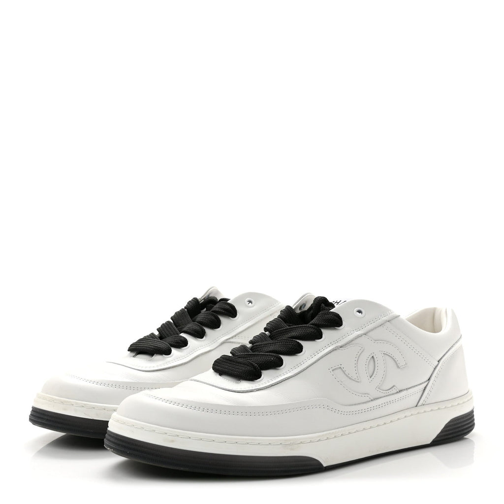 Calfskin CC Womens Sneakers 40 White Black