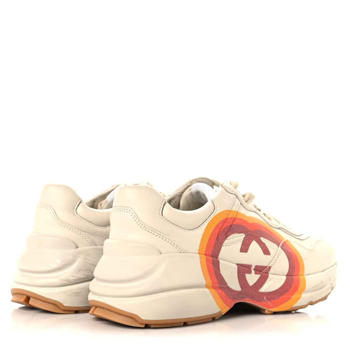 Calfskin Interlocking G Heart Rhyton Sneakers 36.5 Mystic White