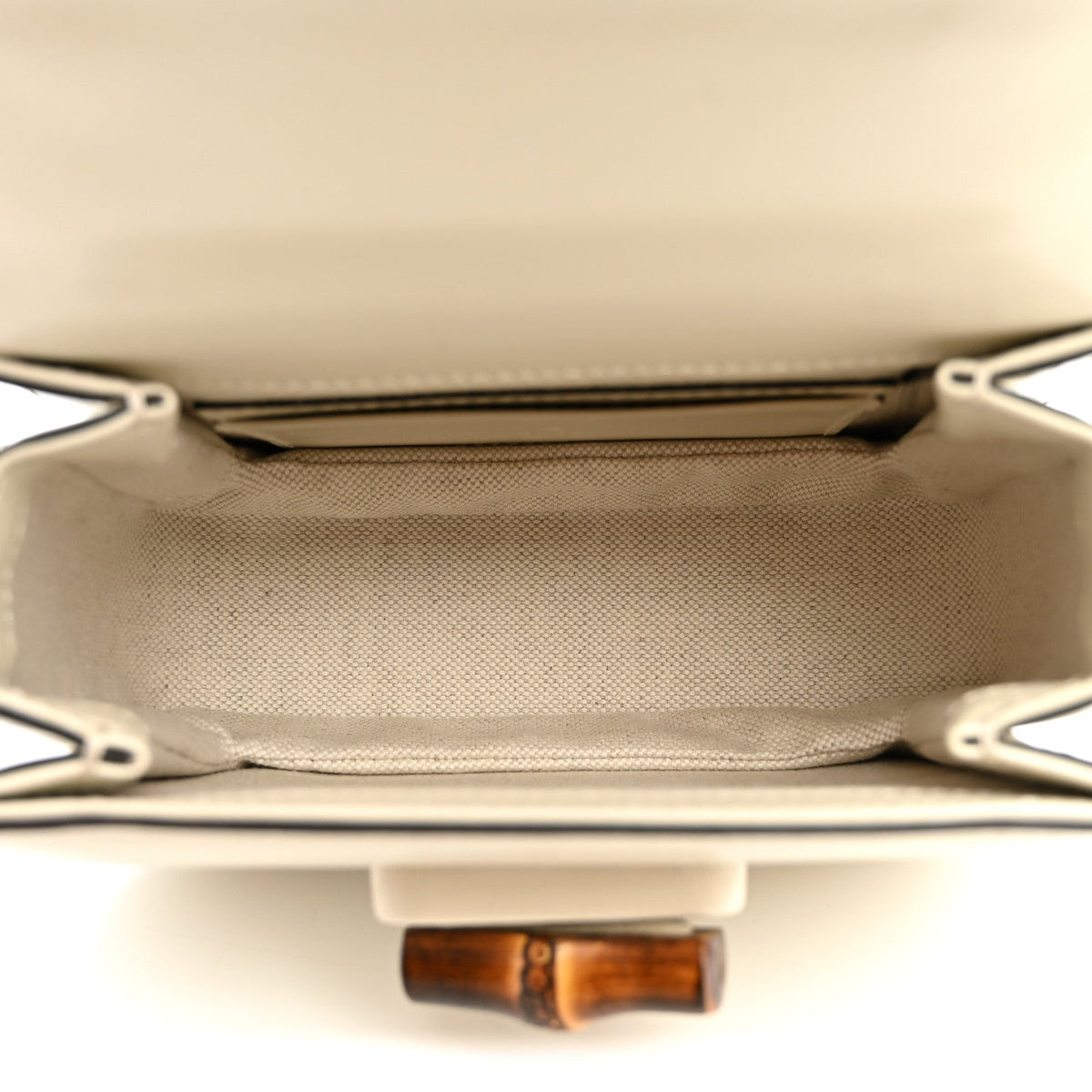 Boarded Dyana Lux Calfskin Web Mini Bamboo 1947 Top Handle Bag Mystic White