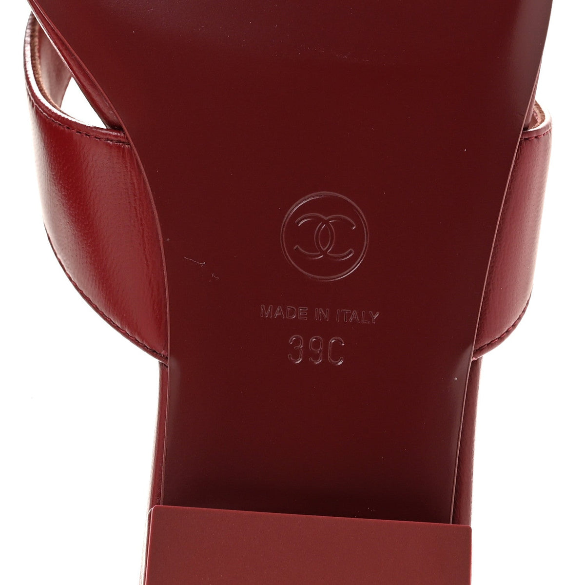 Lambskin CC Thong Sandals 39 Burgundy