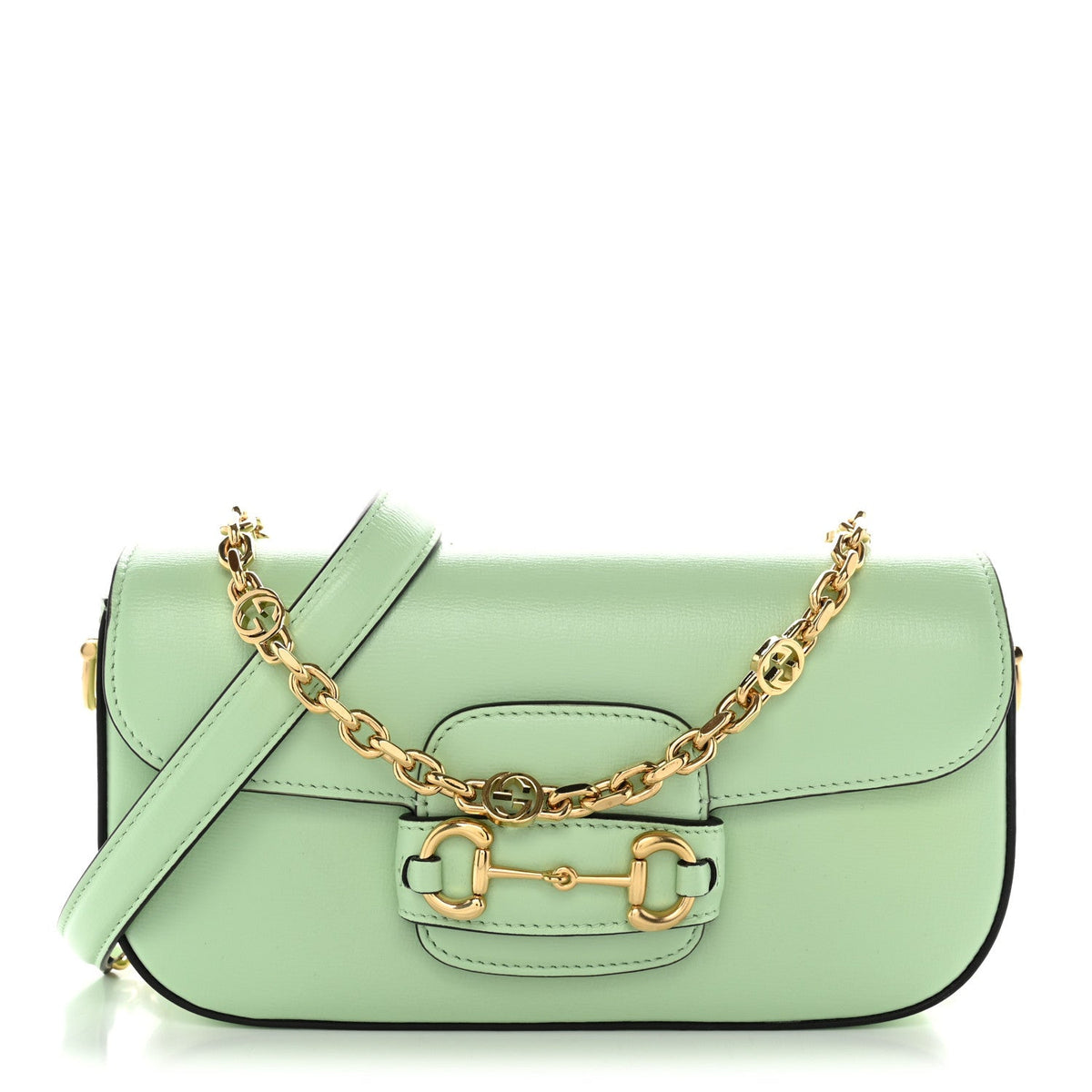 Azalea Calfskin Small Horsebit 1955 Chain Shoulder Bag Light Green