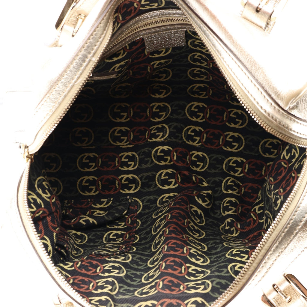 Metallic Calfskin Small Britt Boston Gold