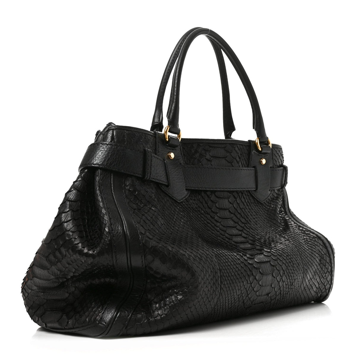 Snakeskin Large GG Running Tote Black