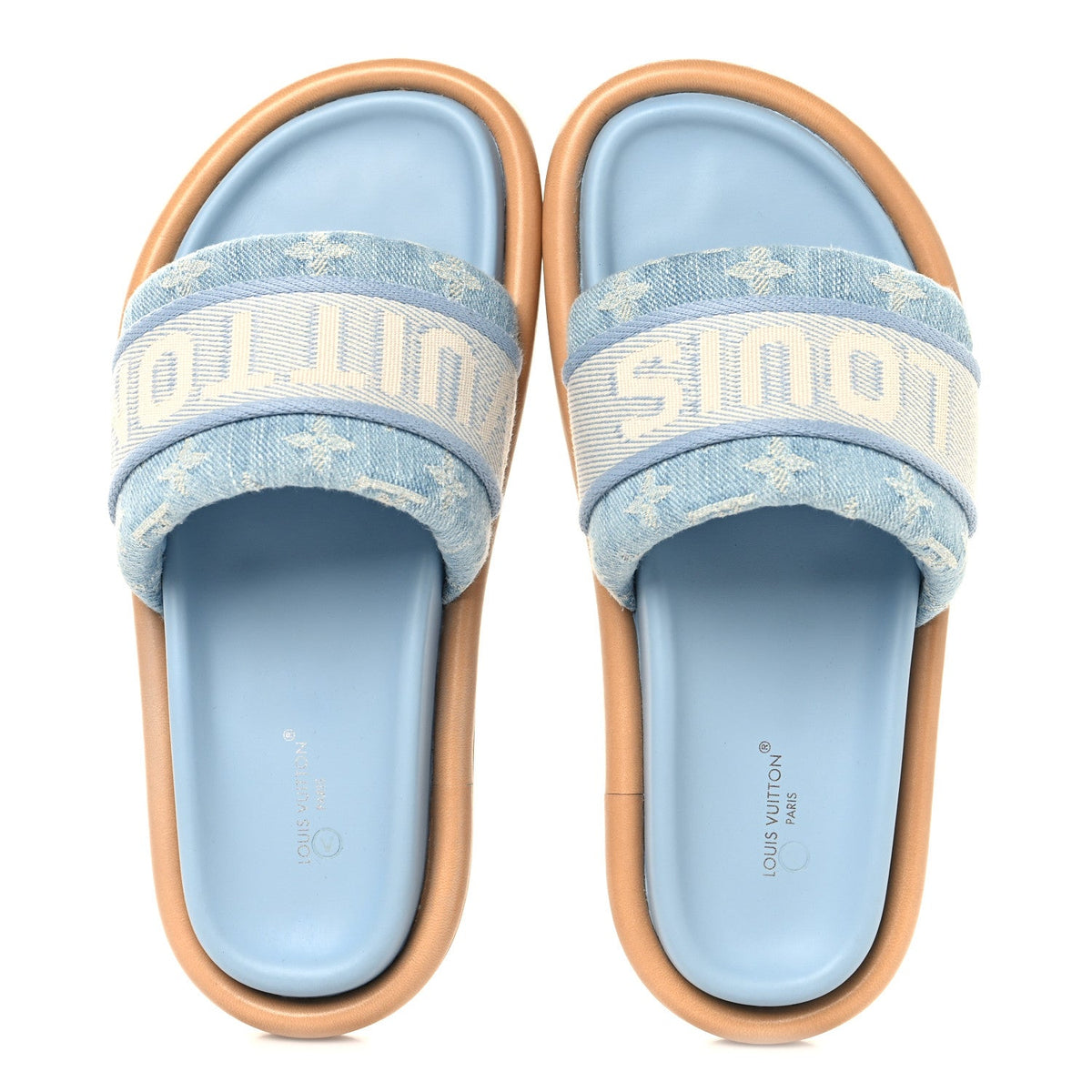 Monogram Denim LV Bliss Womens Comfort Mules 36 Turquoise