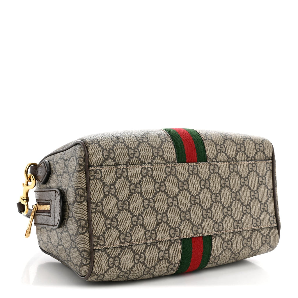 GG Supreme Monogram Web Small Ophidia Top Handle Bag Beige Ebony