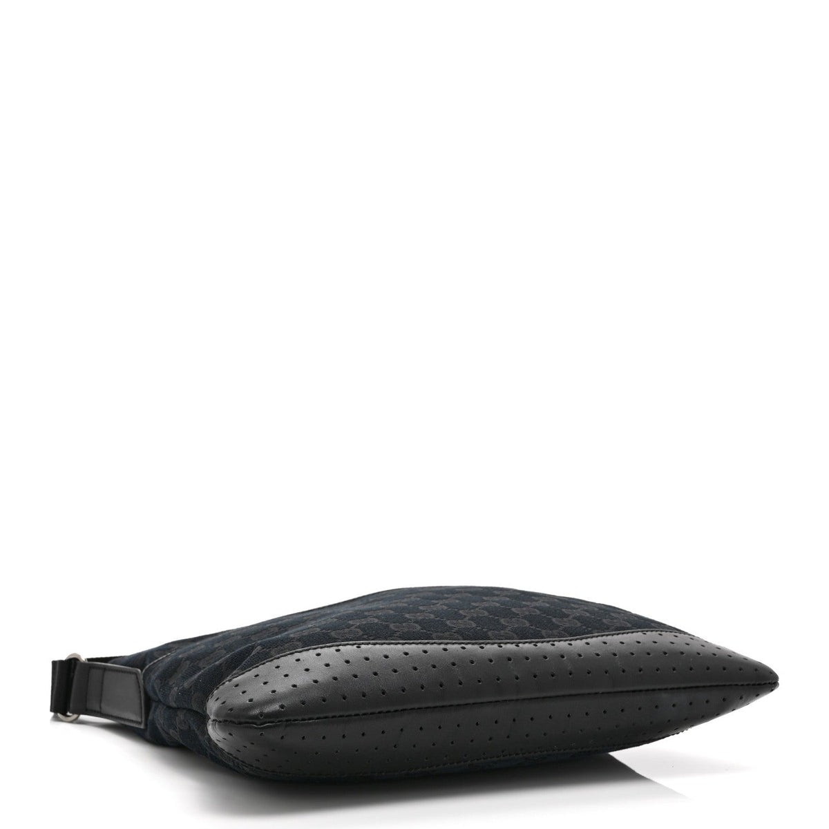 Monogram Calfskin Perforated Medium Flat Messenger Bag Black