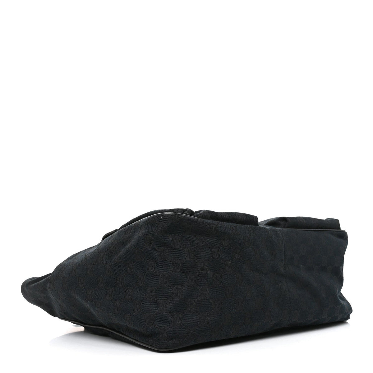 GG Monogram Medium Web Handle Double Pocket Tote Black