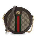 GG Supreme Monogram Web Mini Ophidia Round Shoulder Bag Brown