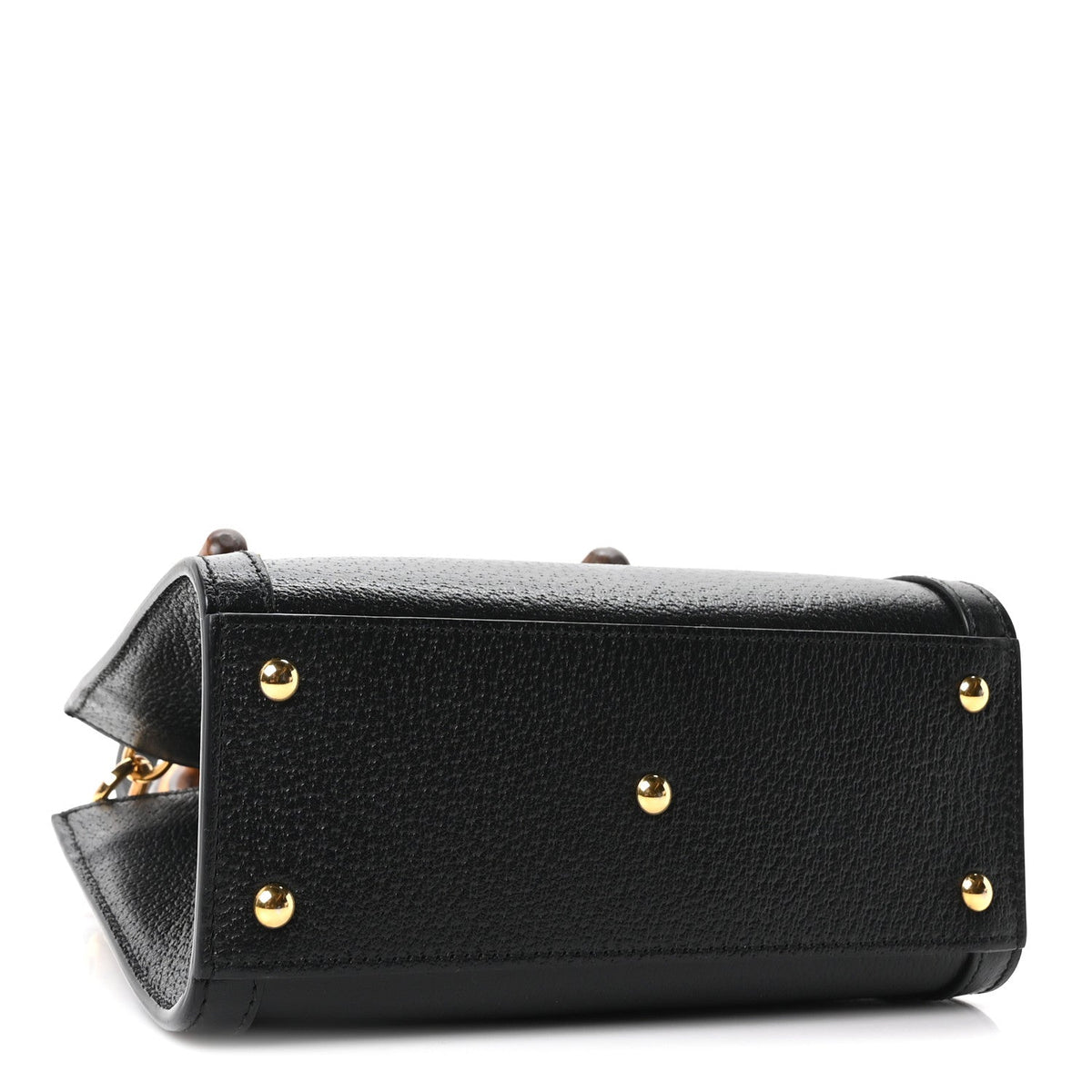 Textured Dollar Calfskin Web Mini Diana Tote Bag Black Dusty Grey
