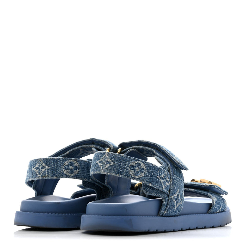 Denim Monogram LV Sunset Comfort Flat Sandals 37 Blue