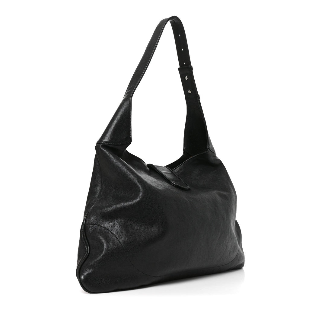 Goatskin Monochrome Large Aphrodite Shoulder Bag Black