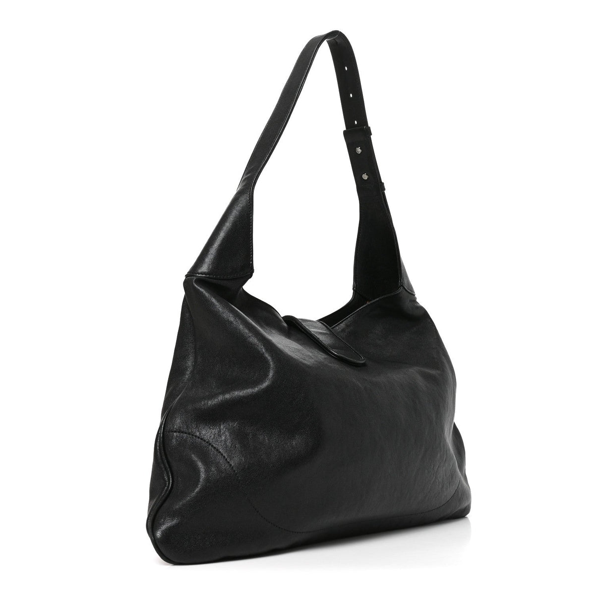 Goatskin Monochrome Large Aphrodite Shoulder Bag Black