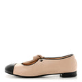 Lambskin Bow Mary Jane Flats 37 Beige Black
