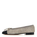 Suede Lambskin Cap Toe CC Ballerina Flats 37 Dark Grey Black