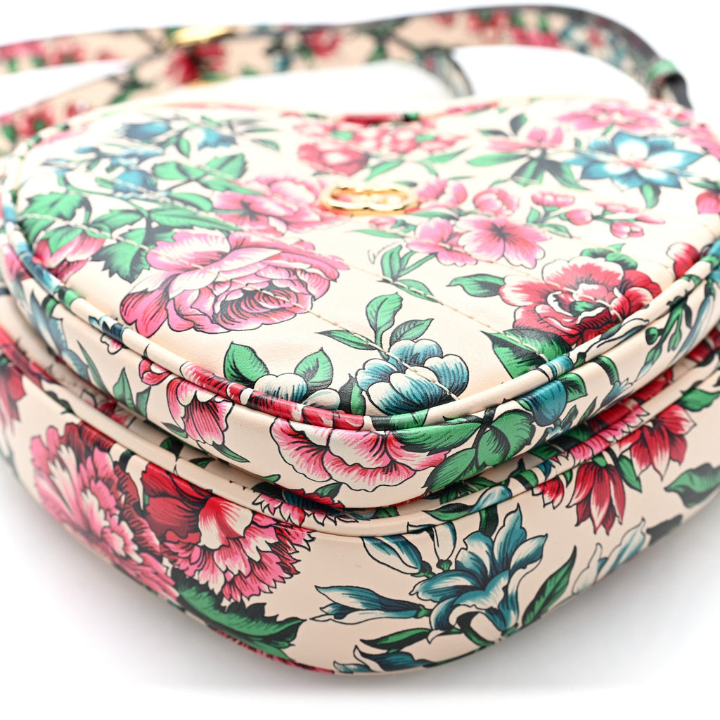 Calfskin Brit Roses Print Matelasse Diagonal Mini Interlocking G Heart Shoulder Bag Multicolor Multicolor