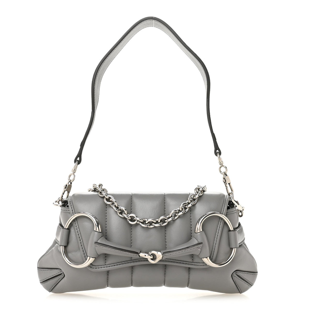 Nappa Vertical Matelasse Small Maxi Horsebit Chain Shoulder Bag Gray