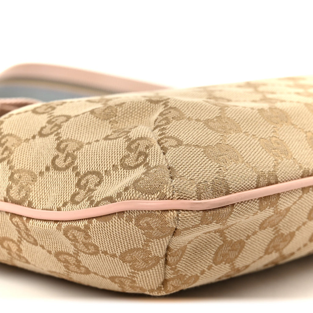Monogram Web Small Flat Messenger Crossbody Pink Blue