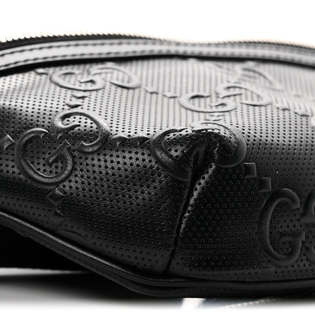 Calfskin GG Tennis Embossed Belt Bag Black