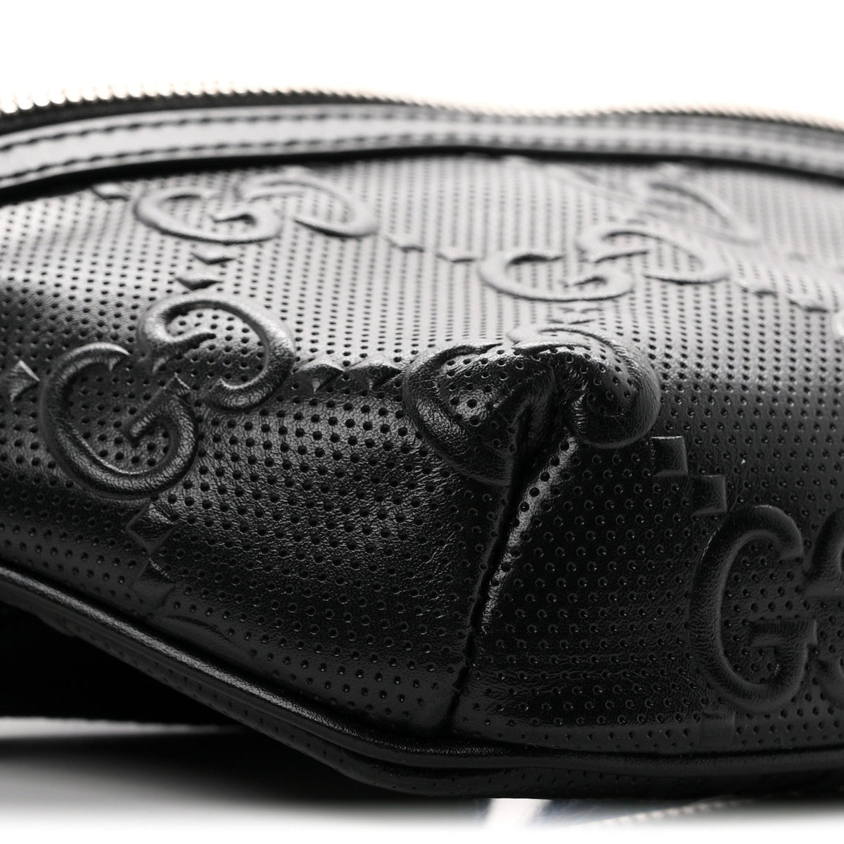 Calfskin GG Tennis Embossed Belt Bag Black