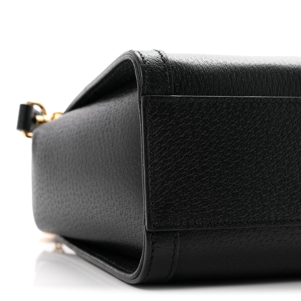 Textured Calfskin Web Small Ophidia Tote Bag Black