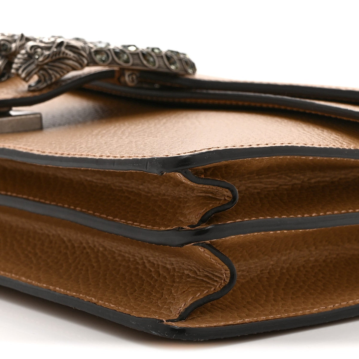 Dollar Calfskin Crystal Small Dionysus Shoulder Bag Natural Tan Black Diamond