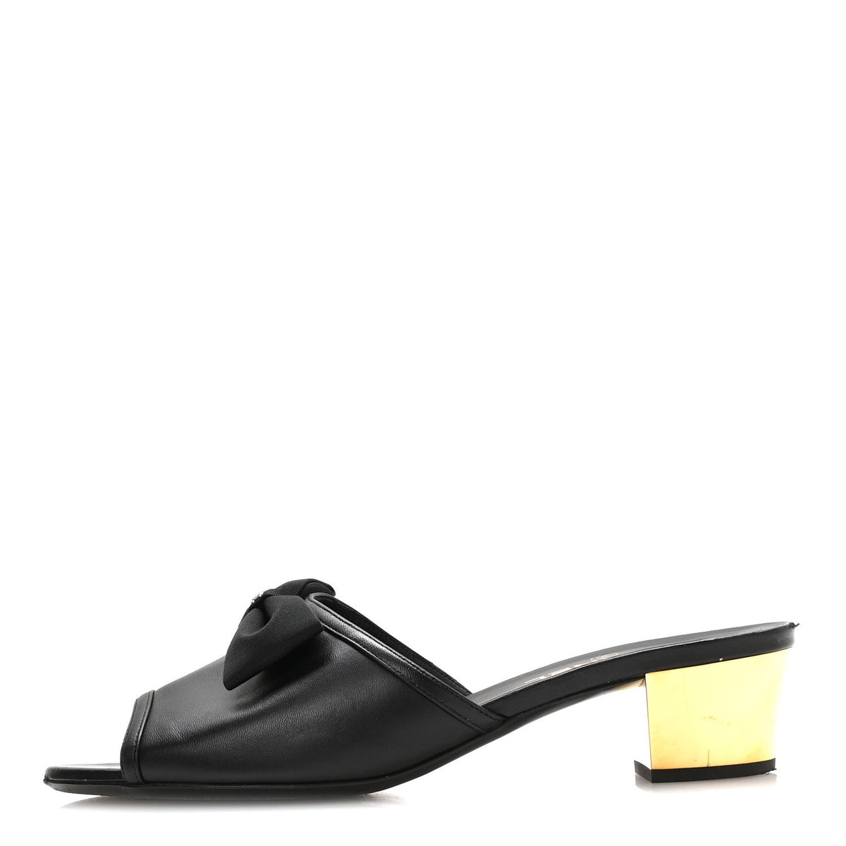 Lambskin Grosgrain Bow CC Mules 40 Black