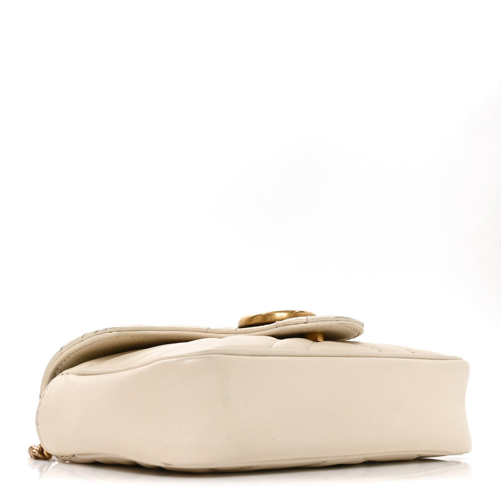 Calfskin Matelasse Super Mini GG Marmont Shoulder Bag White