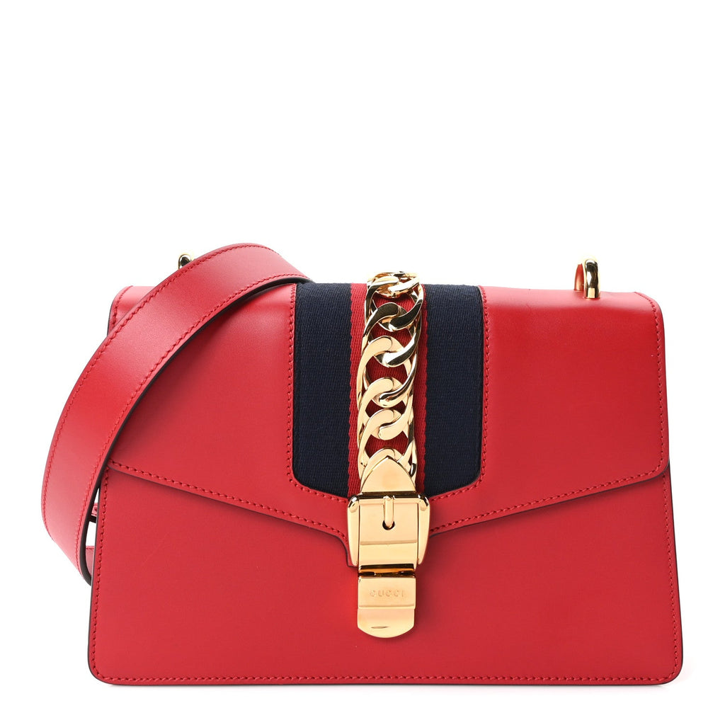 Calfskin Small Sylvie Shoulder Bag Hibiscus Red