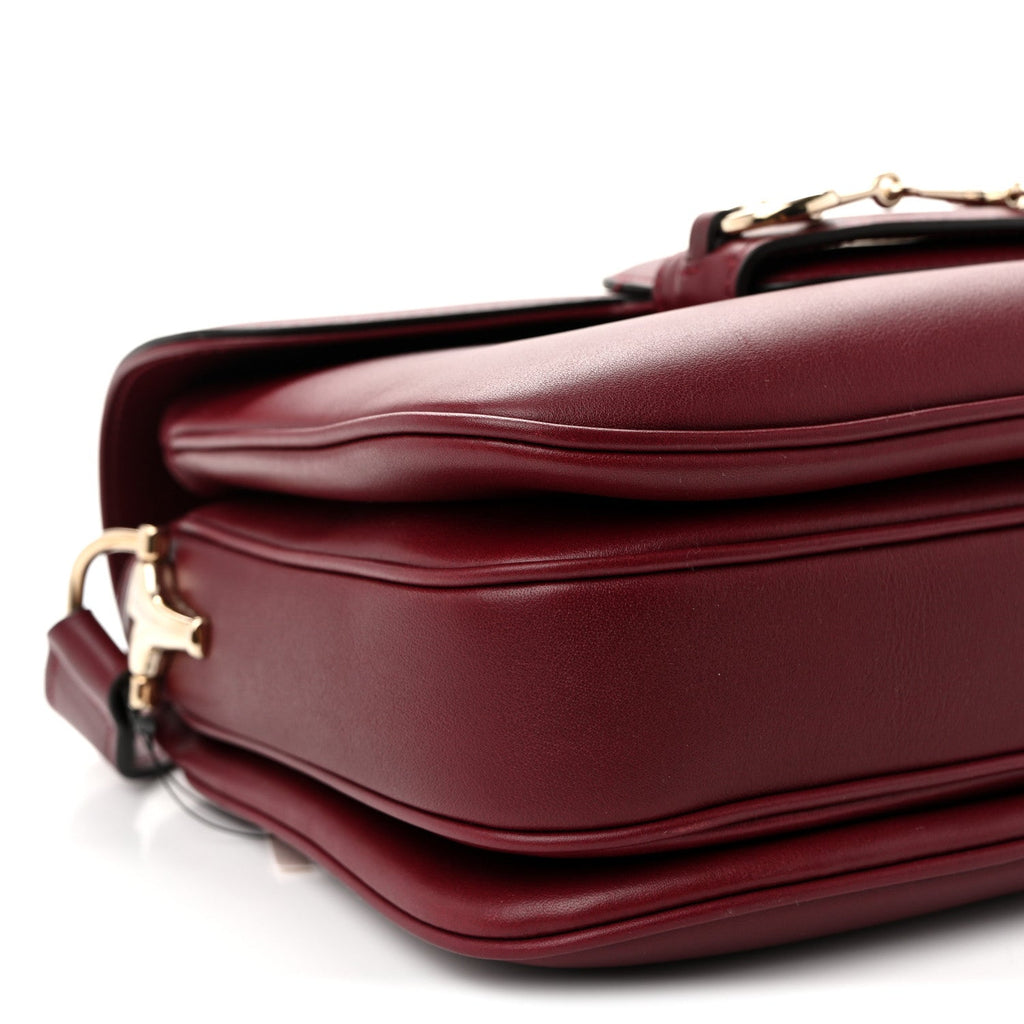 Arabella Calfskin Horsebit 1955 Soft Medium Shoulder Bag Rosso Ancora
