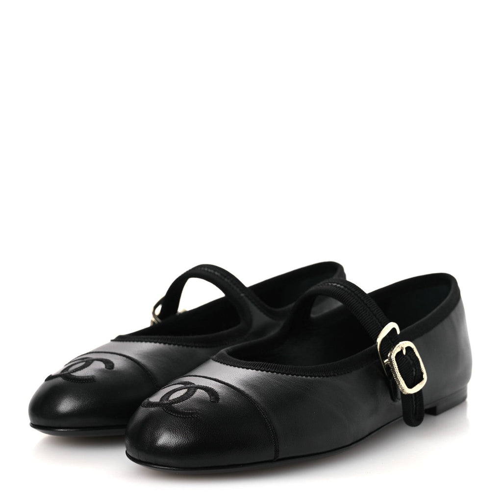 Lambskin Mary Jane Flats 37.5 Black