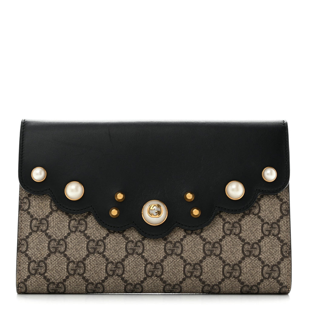GG Supreme Monogram Mini Peony Pearly Black