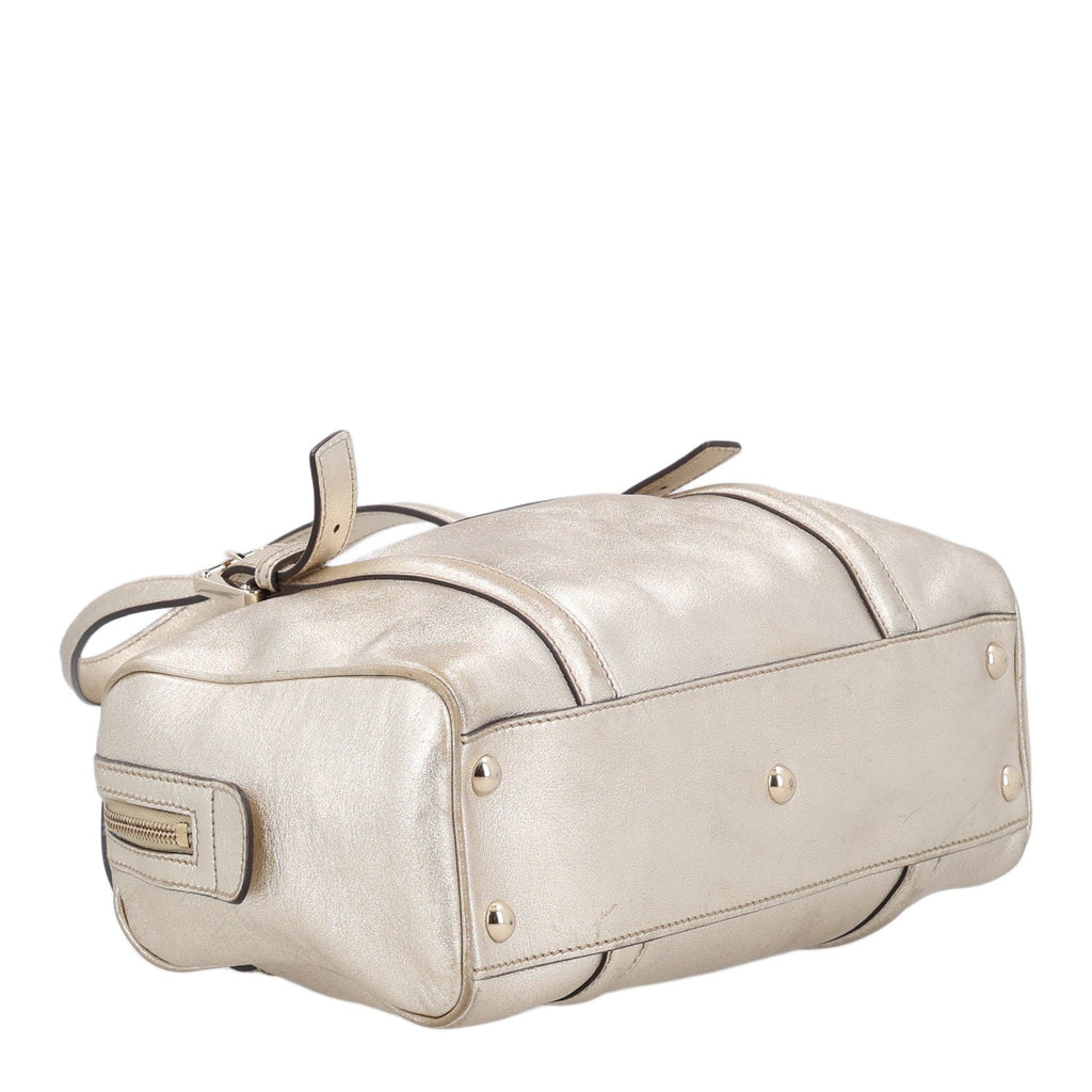 Metallic Calfskin Small Britt Boston Gold