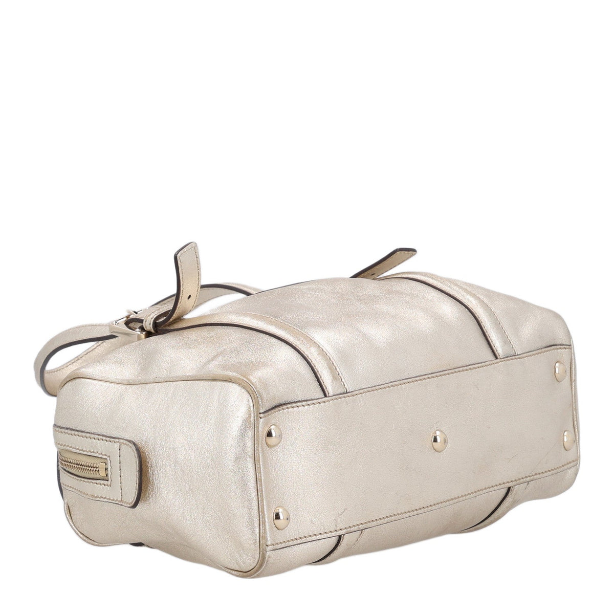 Metallic Calfskin Small Britt Boston Gold