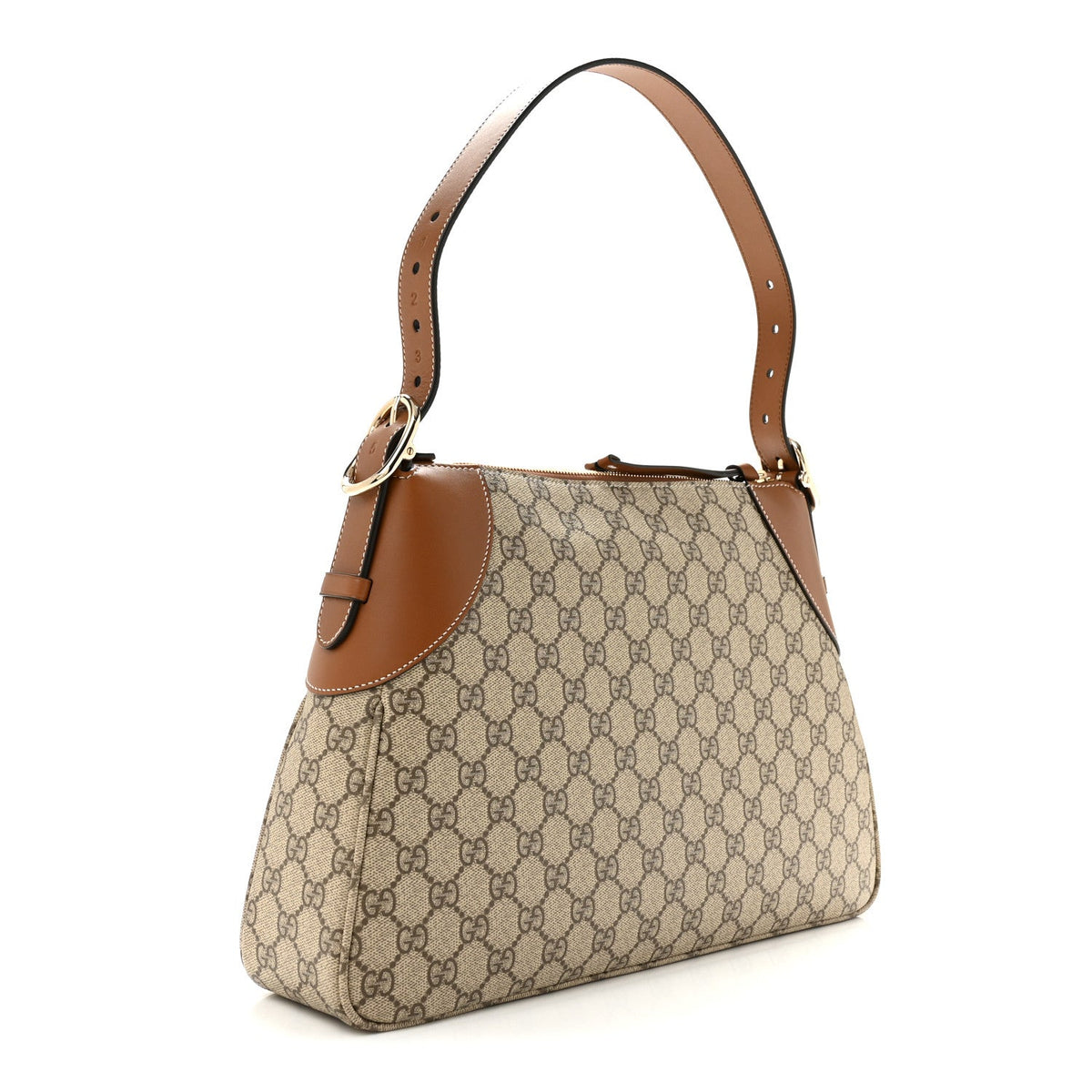 GG Supreme Monogram Emblem Medium Shoulder Bag Beige Ebony Sundial