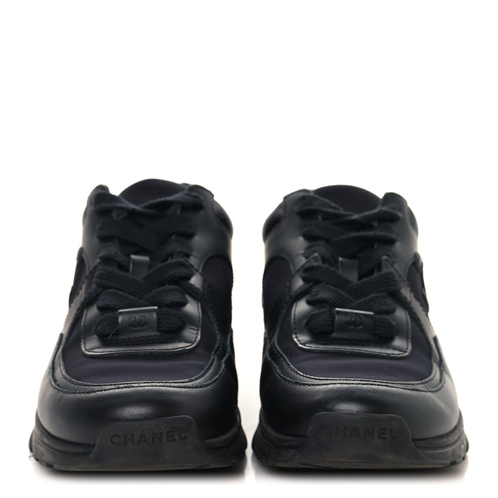 Lambskin Fabric CC Uniform Sneakers 37 Black
