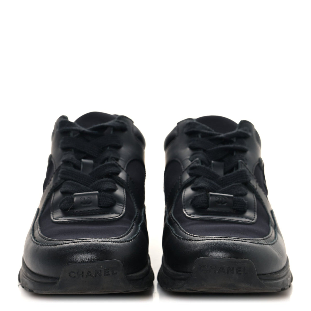 Lambskin Fabric CC Uniform Sneakers 37 Black