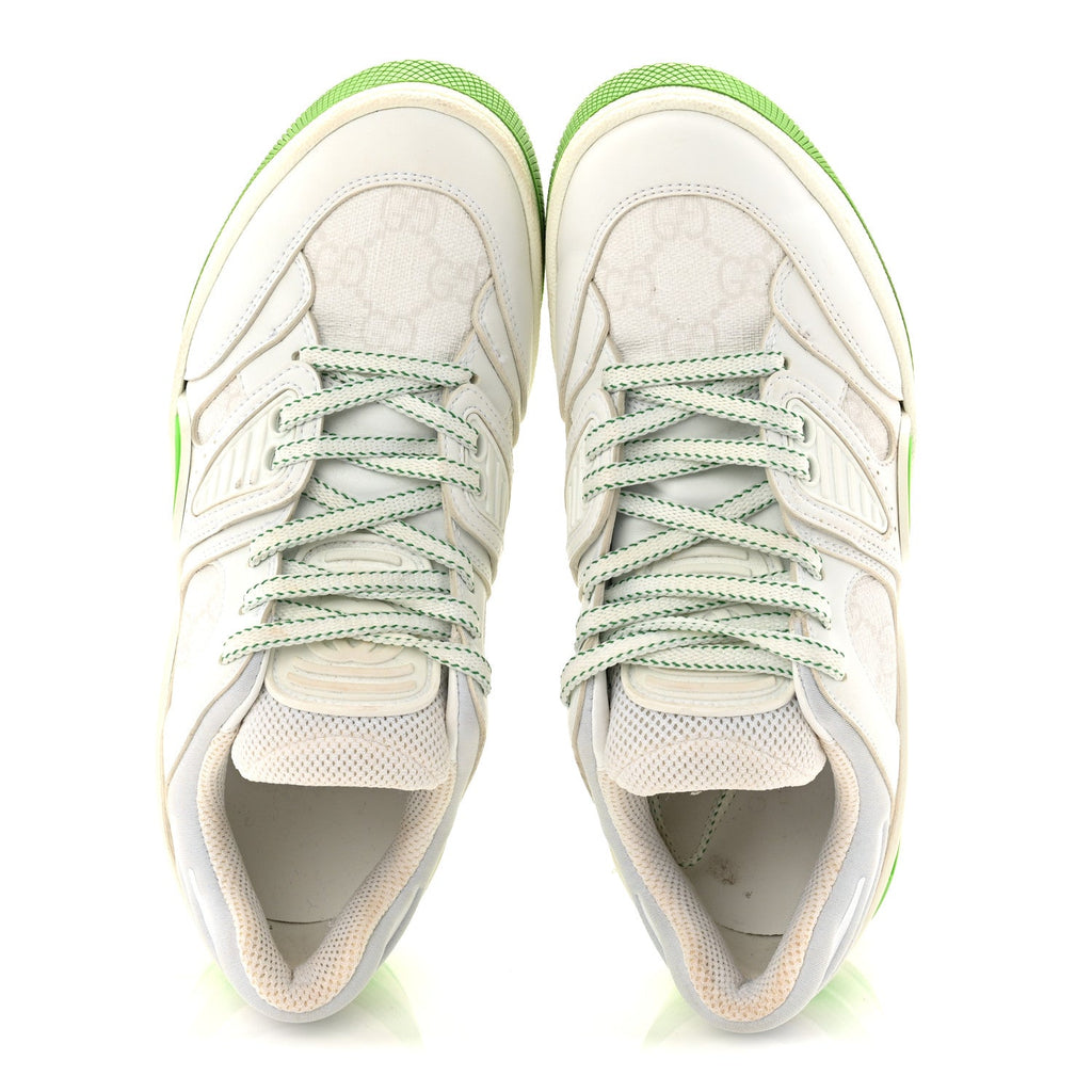Demetra GG Supreme Monogram Womens Basket Low Top Sneakers 35 Great White Green
