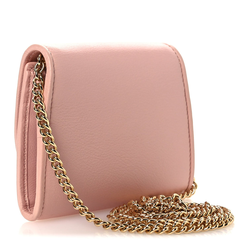 Roxy Calfskin Medium Blondie Chain Wallet Powder Pink