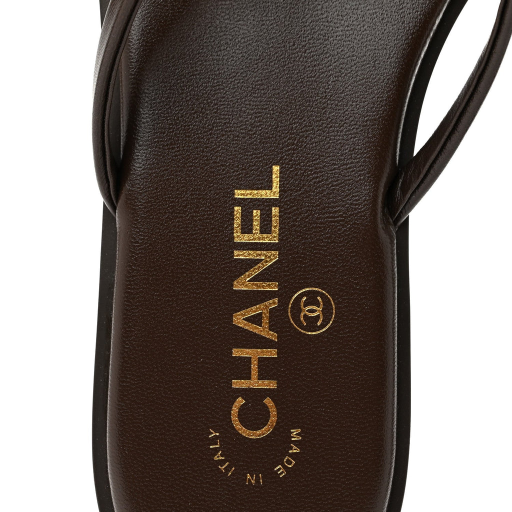 Goatskin CC Times Square Thong Sandals 39 Brown