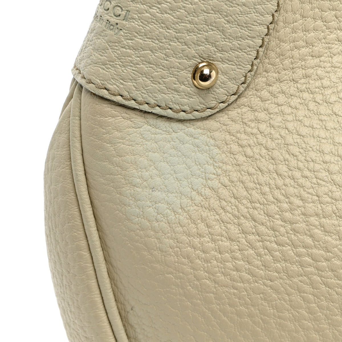Calfskin Half Moon Bamboo Ring Hobo White