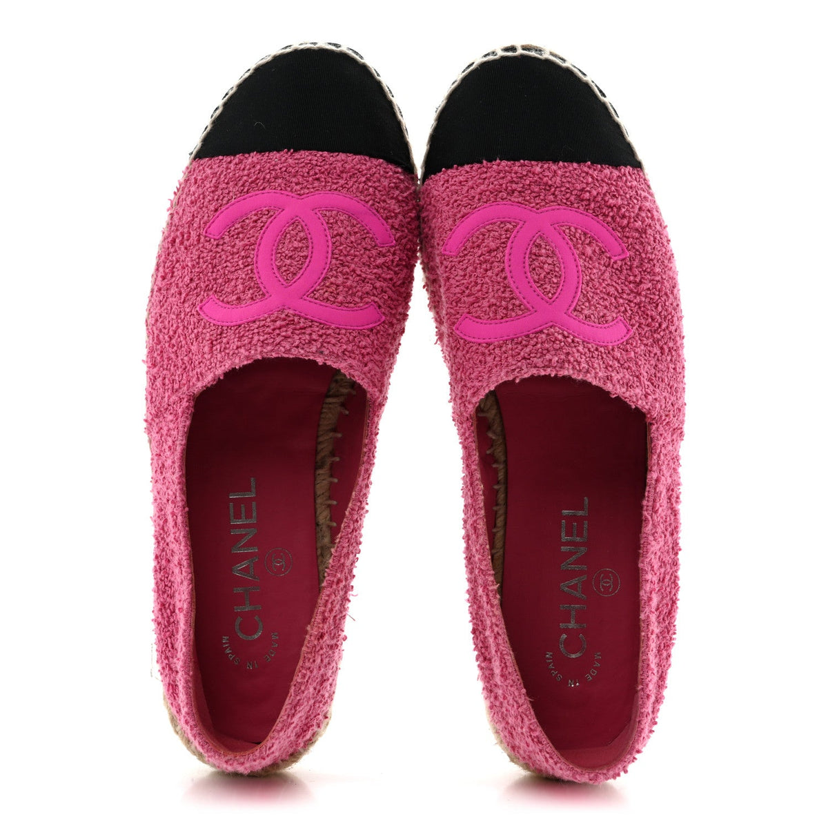 Fabric Grosgrain CC Espadrilles 38 Dark Pink Black