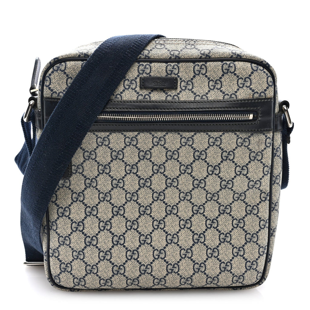 GG Plus Monogram Selleria Calfskin Medium Messenger Bag Beige Blue