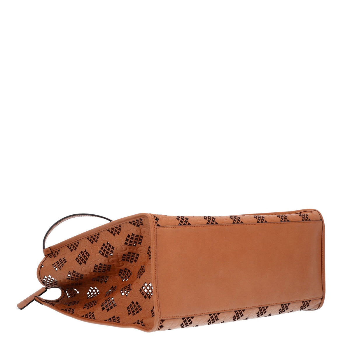 Calfskin GG Monogram Diamond Cut Medium Ophidia Tote Bag Brown