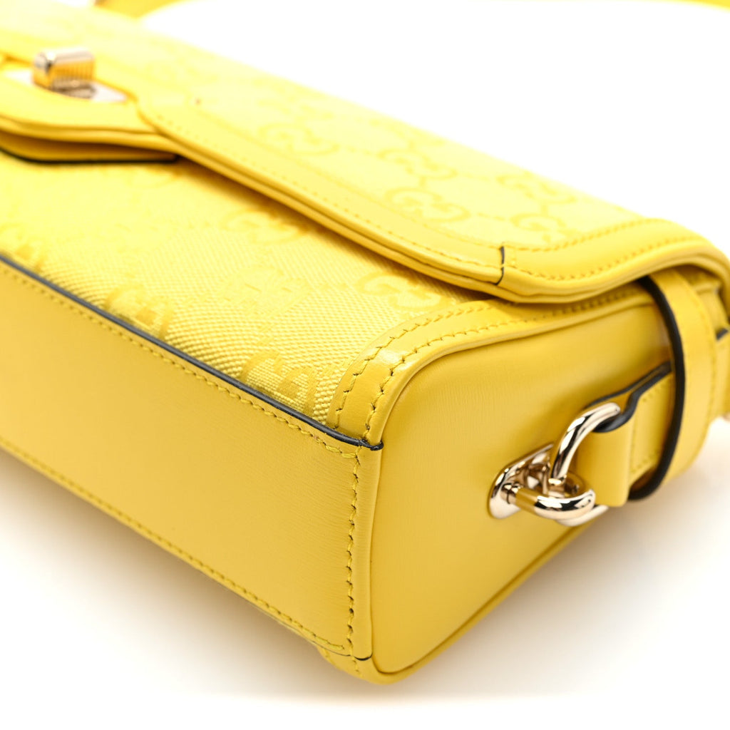 GG Monogram Textured Dollar Calfskin Small Luce Shoulder Bag Yellow Yellow