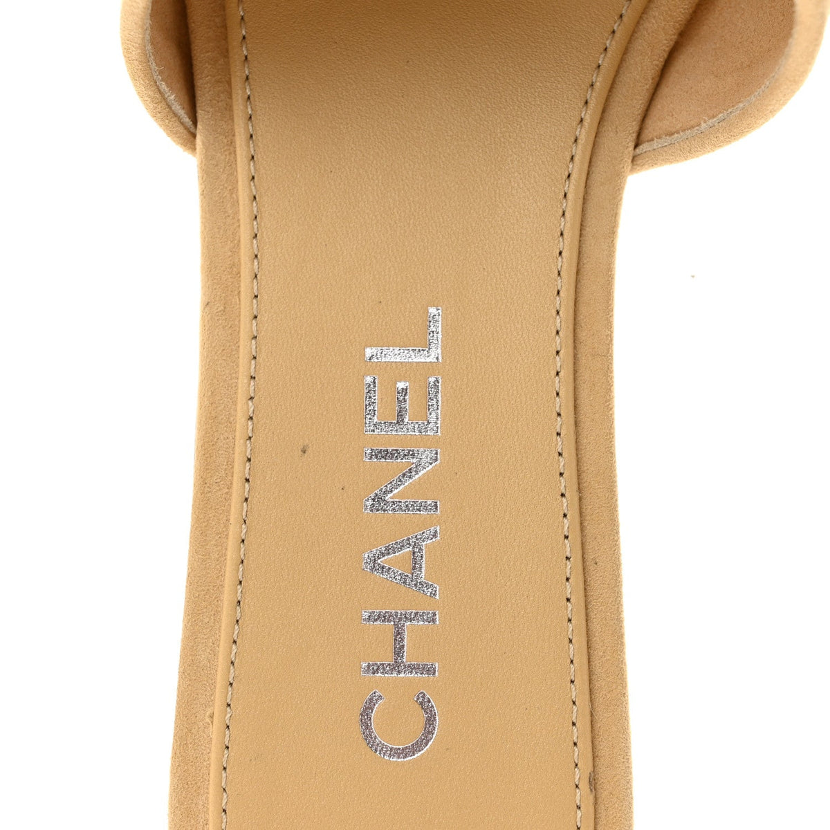 Suede Kidskin Velcro Mules 38 Beige