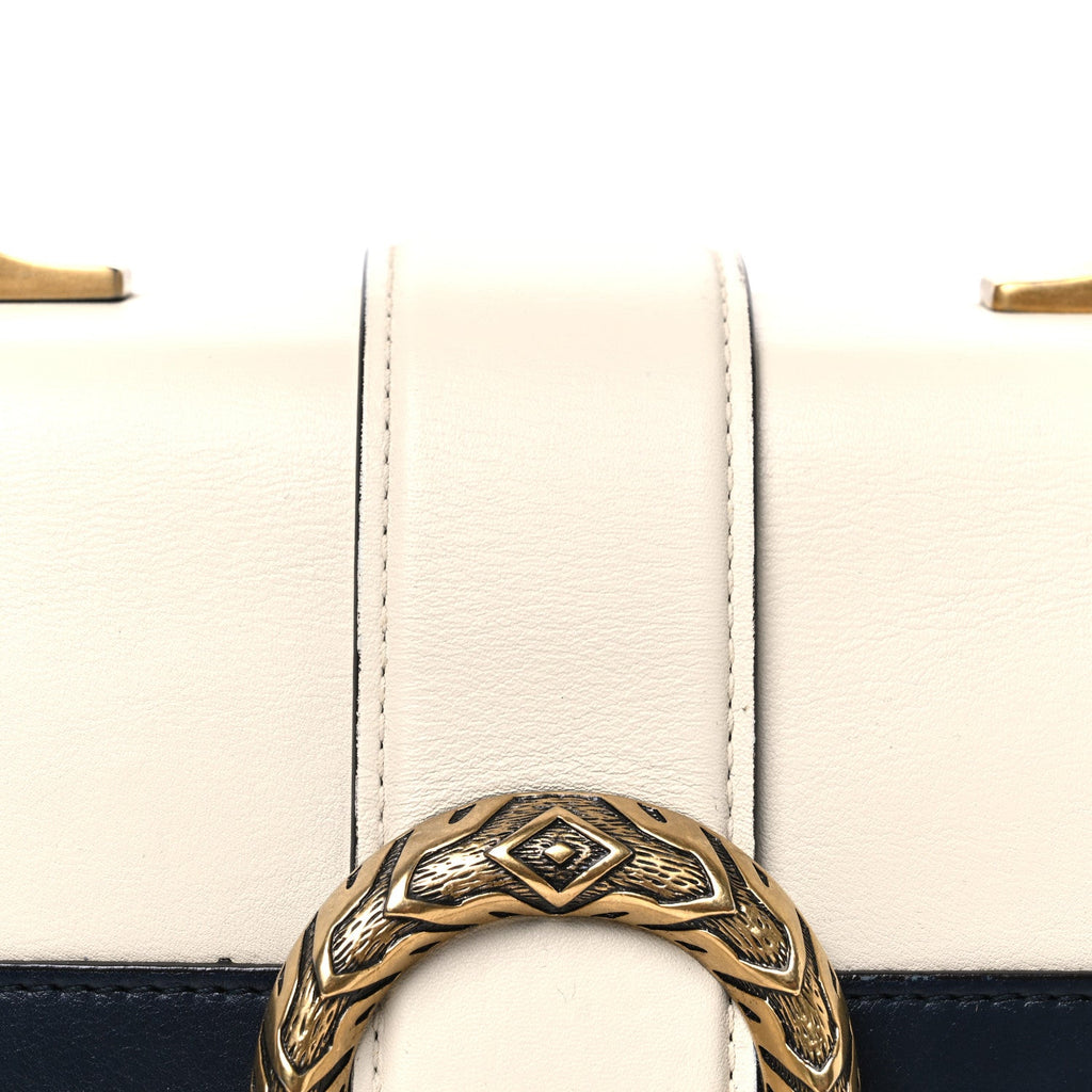 Calfskin Bamboo Web Medium Dionysus Top Handle Bag White Blue Hibiscus Red