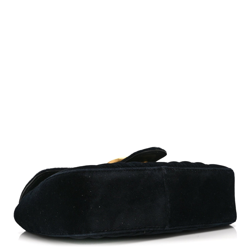 Velvet Matelasse Mini GG Marmont Shoulder Bag Black