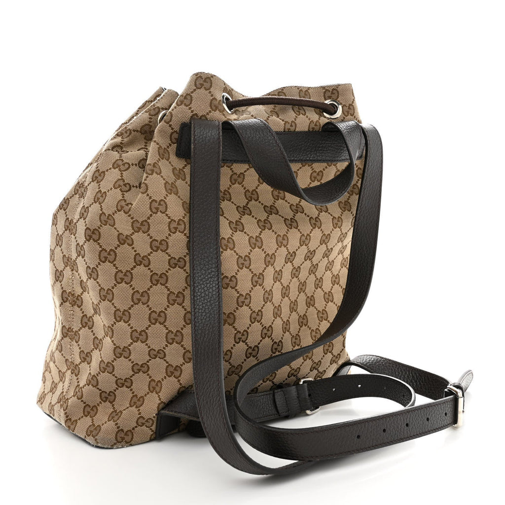 Monogram Dollar Calfskin O Drawstring Backpack Beige Ebony Testa di Moro Dark Chocolate