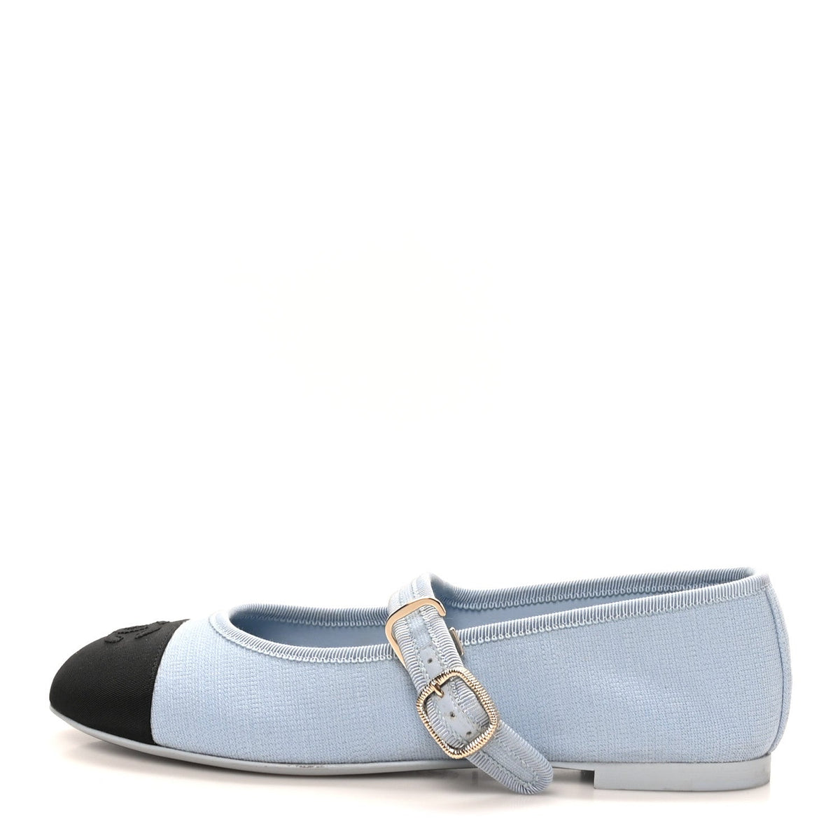 Fabric Grosgrain Mary Jane Flats 37 Light Blue Black