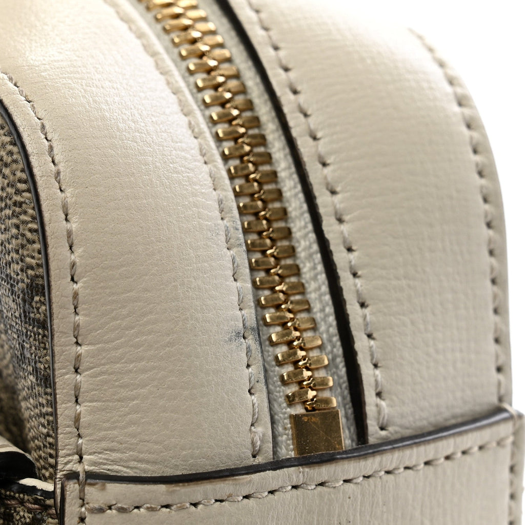 GG Supreme Monogram Small Horsebit 1955 Shoulder Bag Beige Mystic White